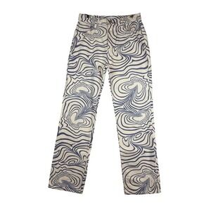 Zara White and Purple Swirl Pattern Straight Leg Jeans, Size 8